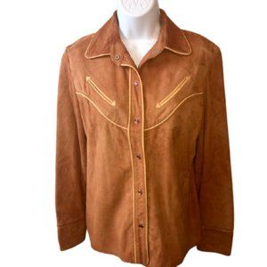 Karen Silton Vintage 80s 90s Suede Jacket Western Styling Pearl Snaps 12